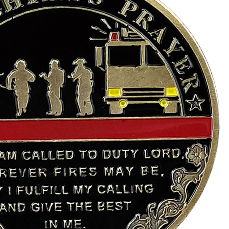 Thin Red Line Firefighter's Prayer Challenge Coin