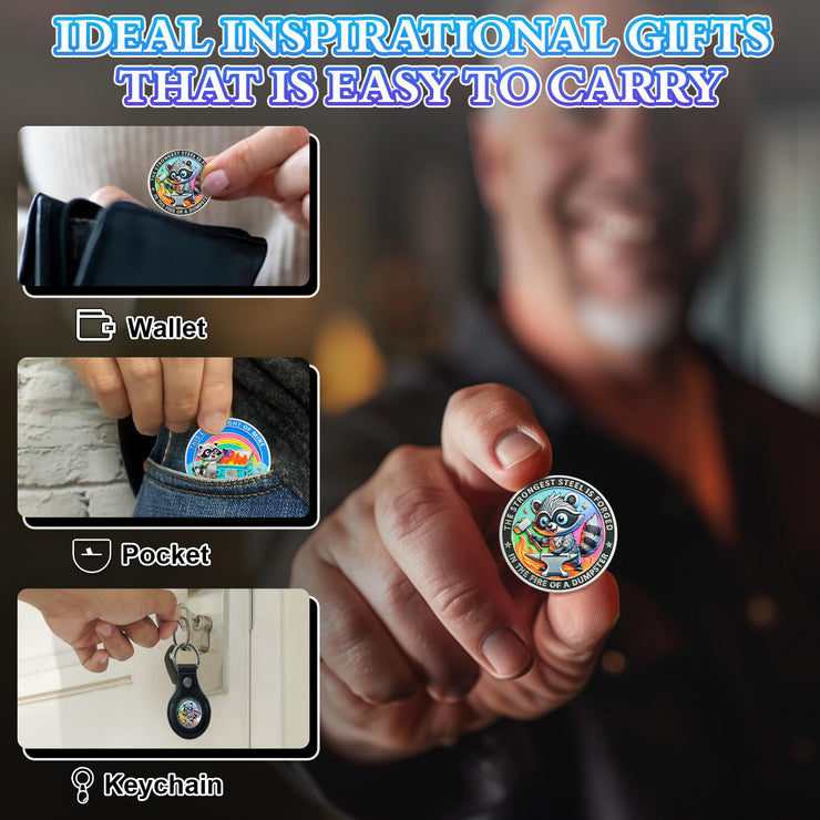 Cute Raccoon Resilience & Hope Dumpster Fire Challenge Coin