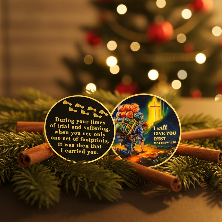 I Will Give You Rest Christian Challenge Coin