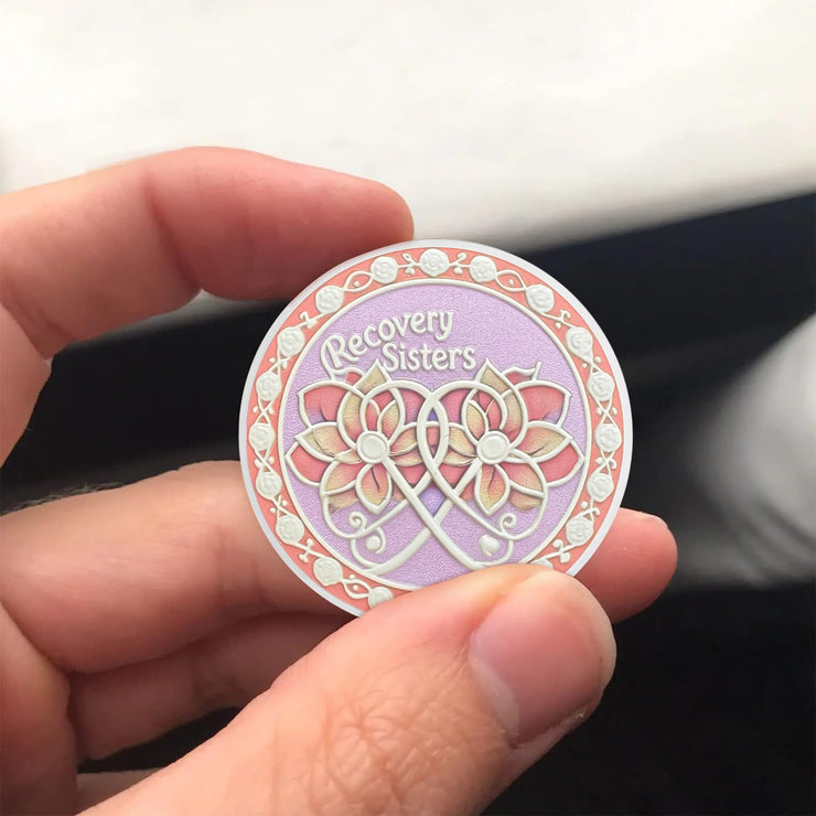 Never Alone Original Recovery Sisters Sobriety  Coin