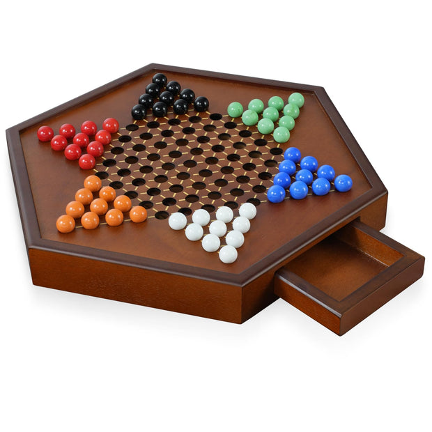 15" Large Upgraded Wooden Chinese Checkers Game Board
