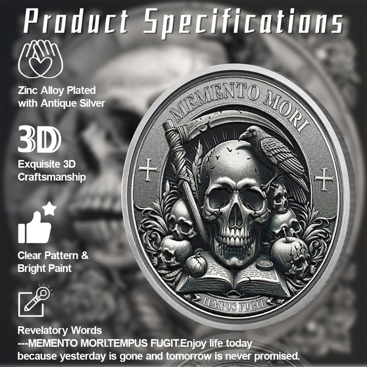Stoic Reminder Memento Mori Coin Skull Challenge Coins
