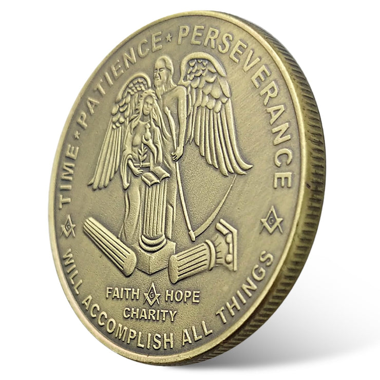 Masonic Square & Compass Freemasons Angel Challenge Coin
