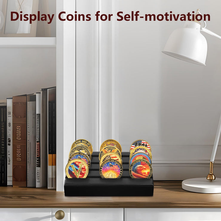 4 Rows Wooden Coin Display