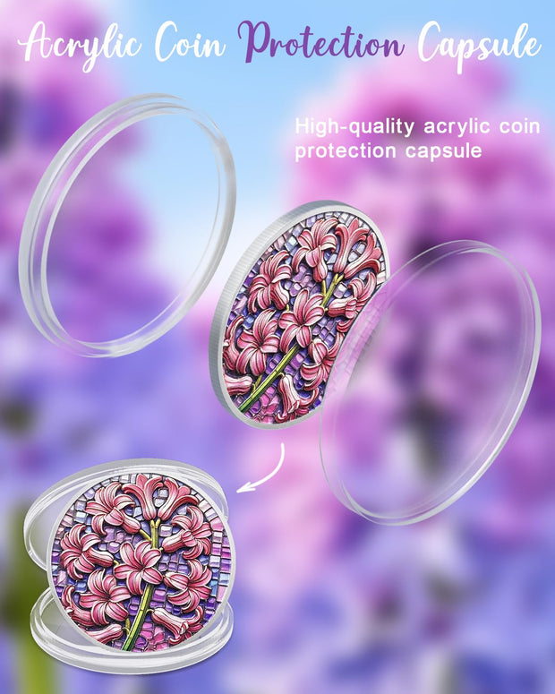 Hyacinth Sobriety Coin Non-Religious AA Chips Sober Coin Sobriety Gifts