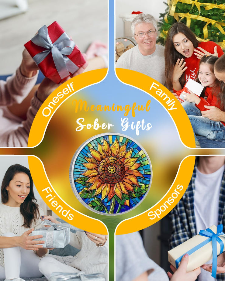 Sunflower Sobriety Coin