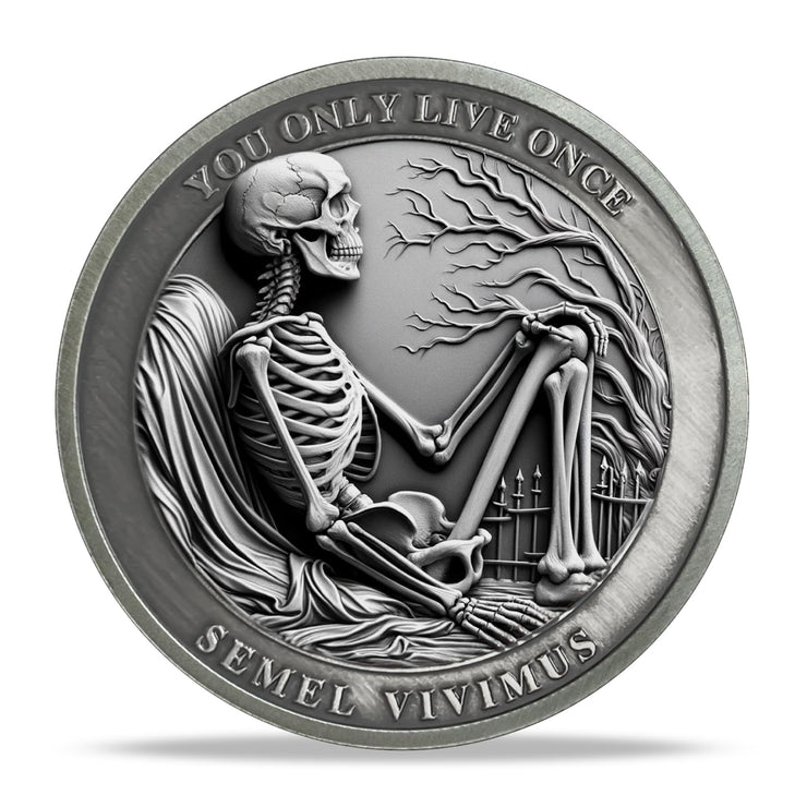You Only Live Once Momento Mori Skull Coin
