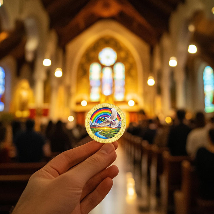Dove, Rainbow & Bible Verses Noahs Ark Christian Coin