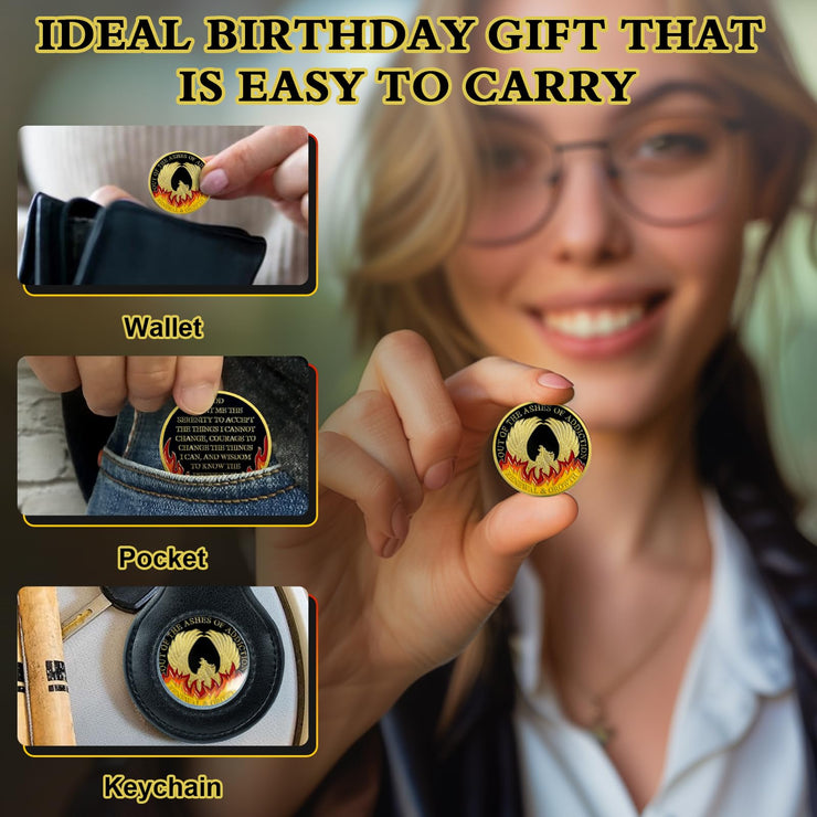 Rebirth from the Ashes Phoenix Sobriety Coin