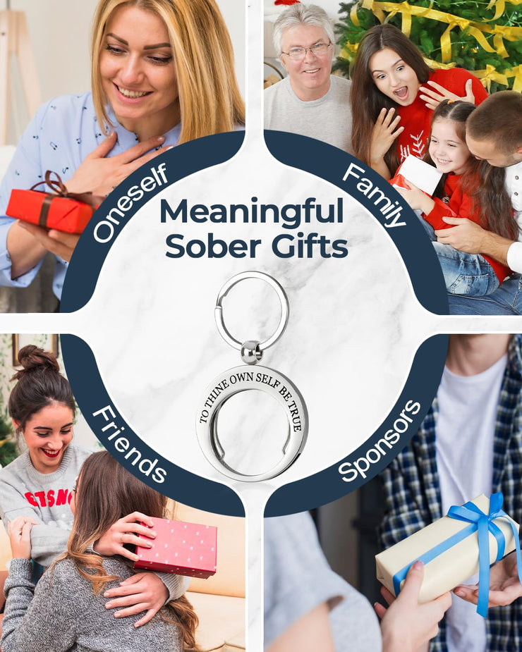 To Thine Own Self Be True Stainless Steel Coin Holder Keychain