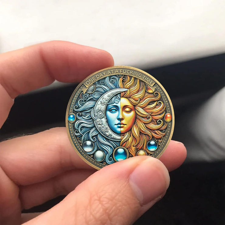 Sun and Moon Recovery Sobriety Coin