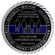 United States Policeman Prayer with Thin Blue Line Law Enforcement Challenge Coin
