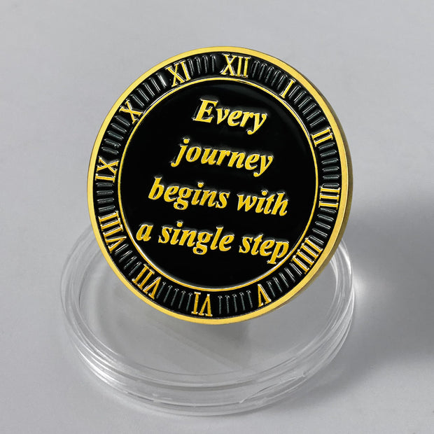 Seahorse  Every Journey Begins with a Single Step Sobriety Coin