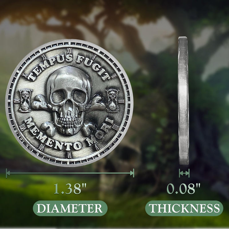 Memento Mori Memento Vivere Coin 3D Skull Challenge Coins