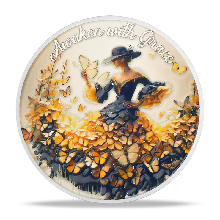 Fall Leaves & Serenity Girl Autumn Sobriety Coin