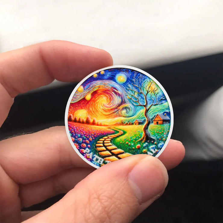 Starry Night Road Path to Renewal Sobriety Coin