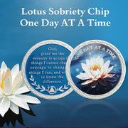Lotus AA Sobriety Chip One Day at a Time Recovery Coin