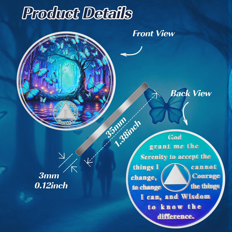 Personalized Butterfly Forest Sobriety Coin
