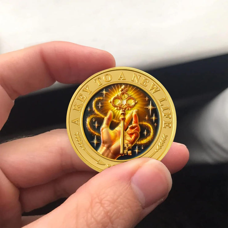 The Key to A New Chapter AA Sobriety Coin