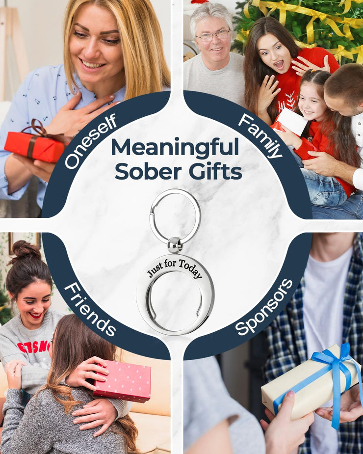 Just for Today Stainless Steels Coin Holder Keychain