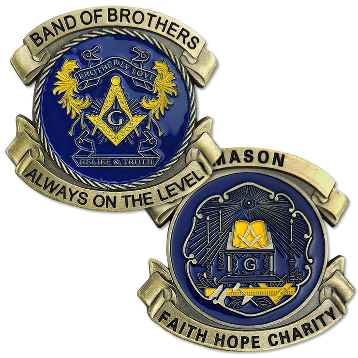 Masonic Coin Blue Lodge Master Mason Freemasonry Collectible Gift - Brotherly Love