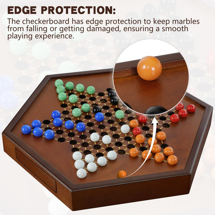 15" Large Upgraded Wooden Chinese Checkers Game Board