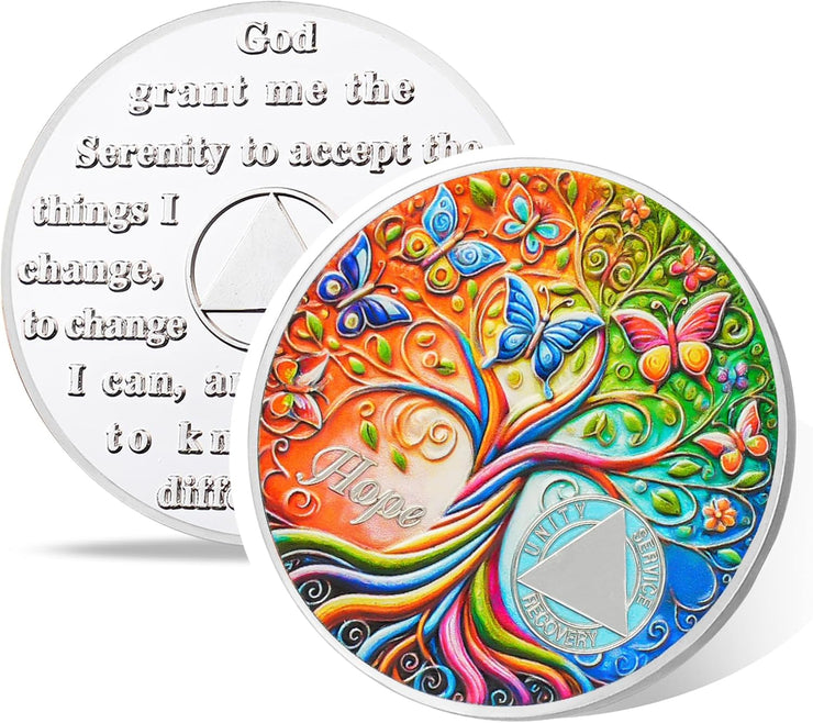 Personalized Tree of Life Golden Hope Sobriety Coin