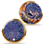 Personalized NA Glittering Mesmerizing Mountain & Moon Flow Sand Sobriety Recovery Coin