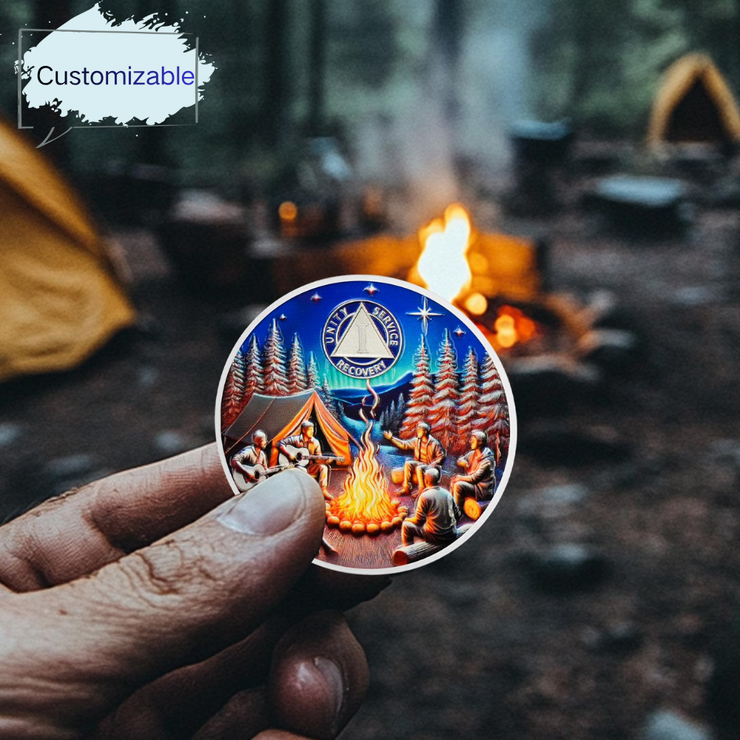 Personalized Camp Bonfire Sobriety Coin