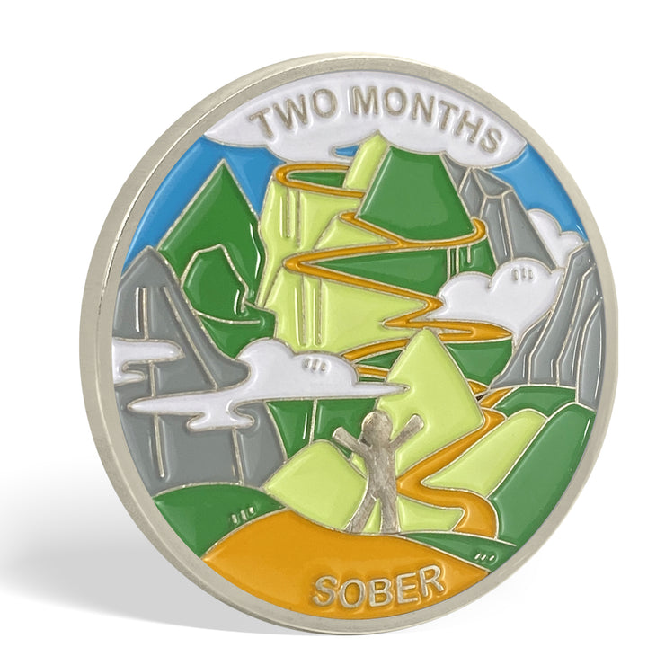 1 Month 1 Year Mountains and Highways Commemorative Gift Sobriety Coin