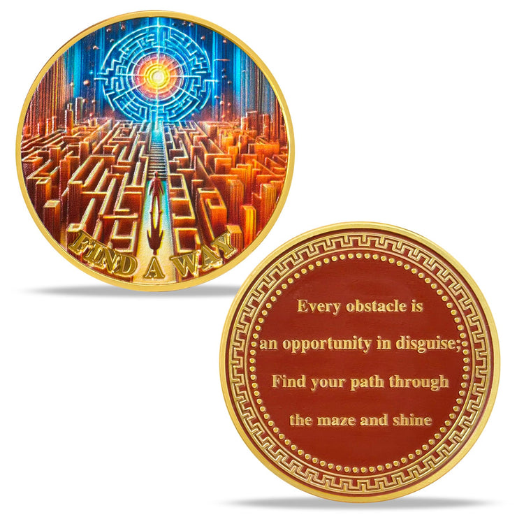 Encouragement to Find A Way in The Chaos of Life Labyrinth Light Motivational Challenge Coins