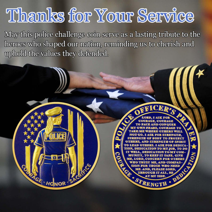 Female Police Officer's Back View Challenge Coin