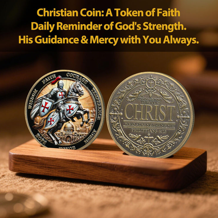 Philippians 4:13 Scripture Knights Templar Christian Challenge Coin