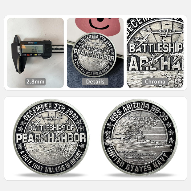 AtSKnSK USS Arizona Remember Pearl Harbor Challenge Coin Memorial Coin