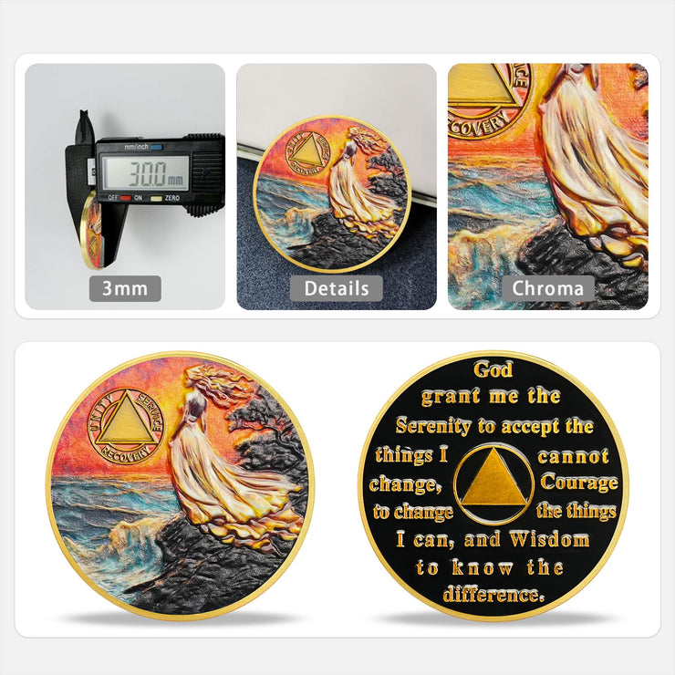 Personalized Powerful Woman Sobriety Coin