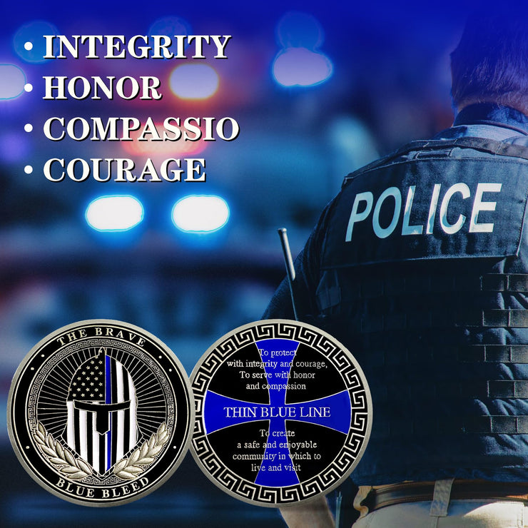 Law Enforcement Officers Thin Blue Line Police Challenge Coin
