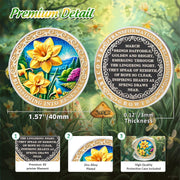 Pretty March  Daffodil Birth Flower Sobriety Coin