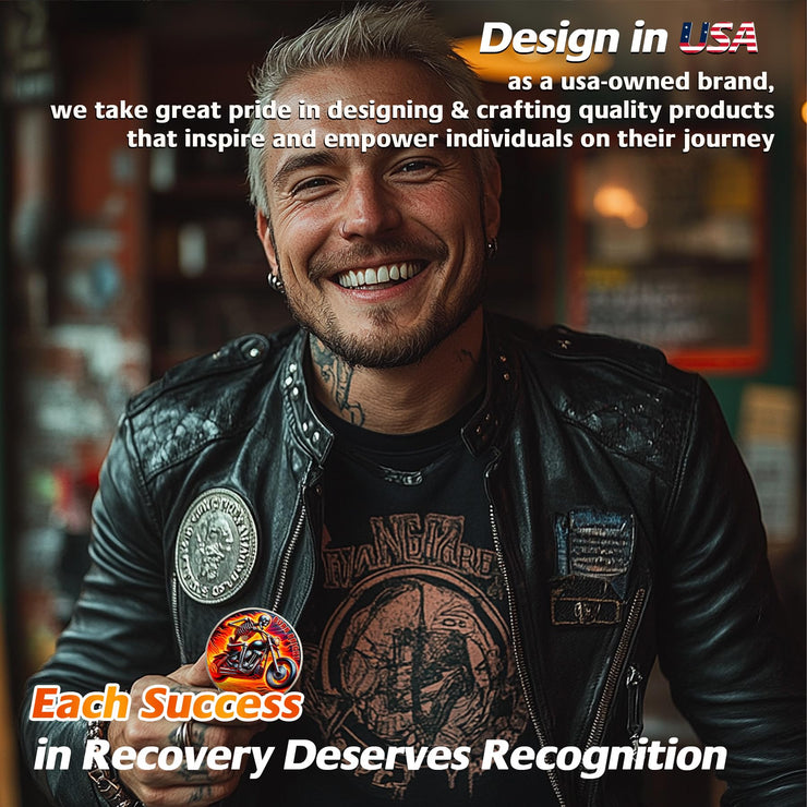 Rising from The Ashes Riding Freedom Skull Sobriety Coin