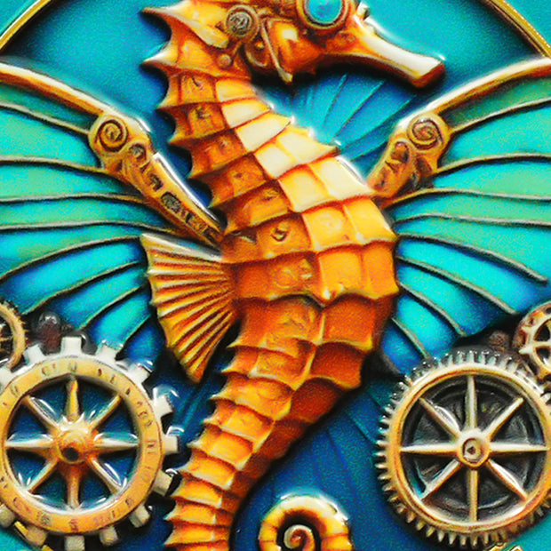 One Day at a Time Gears Seahorse Inspirational Sobriety Challenge Coin