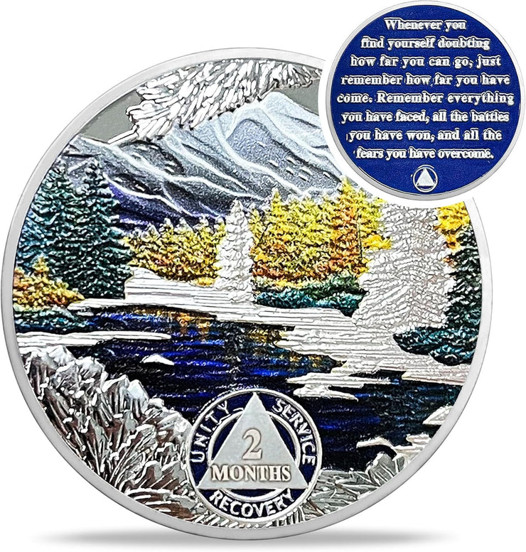 1-12 Month Recovery Seasonal Landscapes Sobriety Coins
