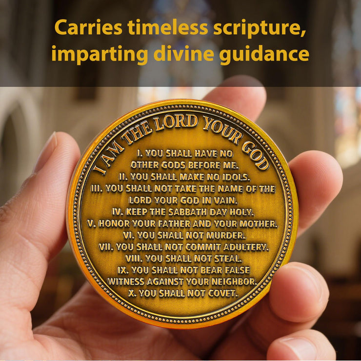 Exodus 20:1-17 Scripture Commandments Christian Challenge Coin