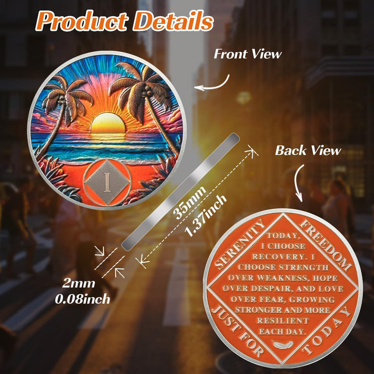 Personalized Beach Sunset Sobriety Coin