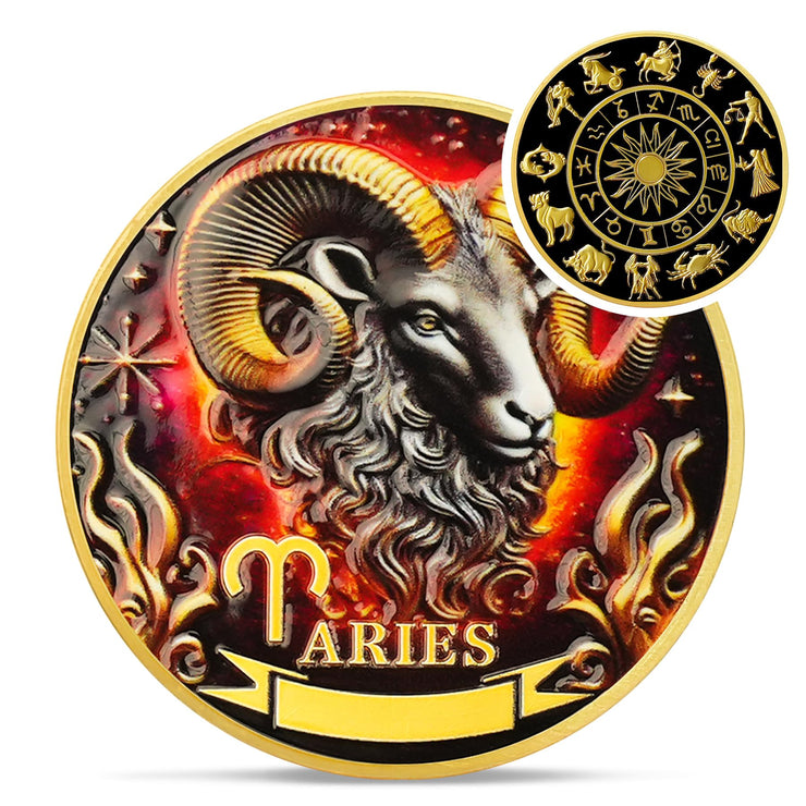 Aries 12 Zodiac Protective Talisman Challenge Coin