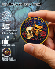 Memento Mori Challenge Coin Golden Masked Skull Coins
