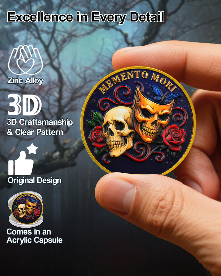 Memento Mori Challenge Coin Golden Masked Skull Coins