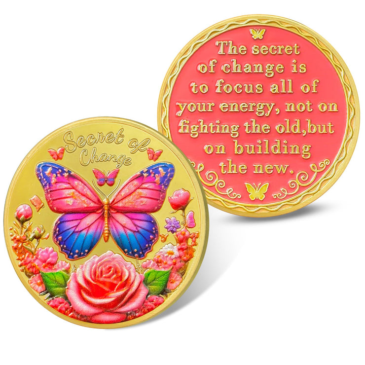 Butterfly Recovery Affirmation Sobriety Coin