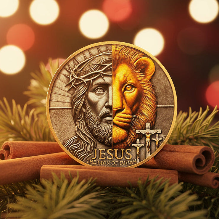 Crown of Thorns Jesus Lion of Judah Joshua 1:9 Religious Challenge Coin