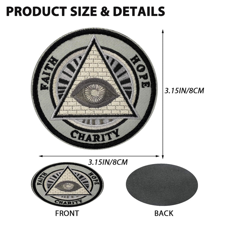 All-Seeing Eye Hook and Loop Patch Freemason Embroidered Patch