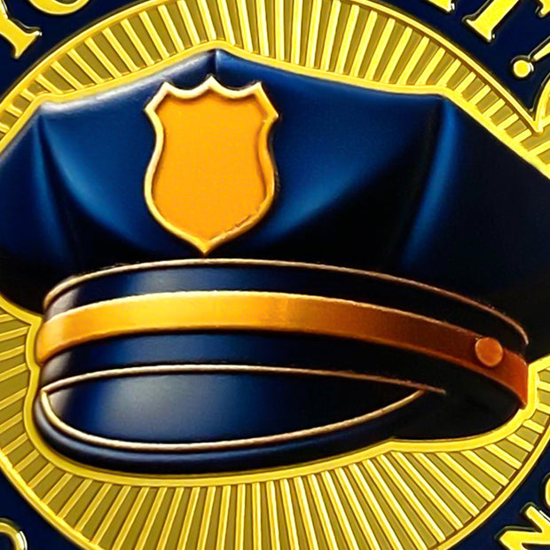 Police Graduation Hat Celebrating Achievement & Law Enforcement Challenge Coin