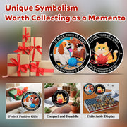I am Fine It is Fine Everything is Fine Challenge Coins with Dog Cat Design
